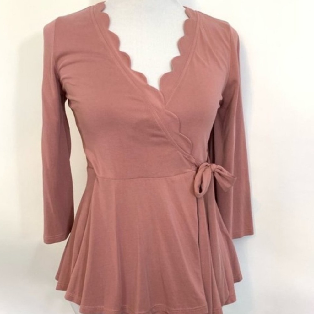 Anthropologie Scalloped Wrap Top - Picture 2 of 3